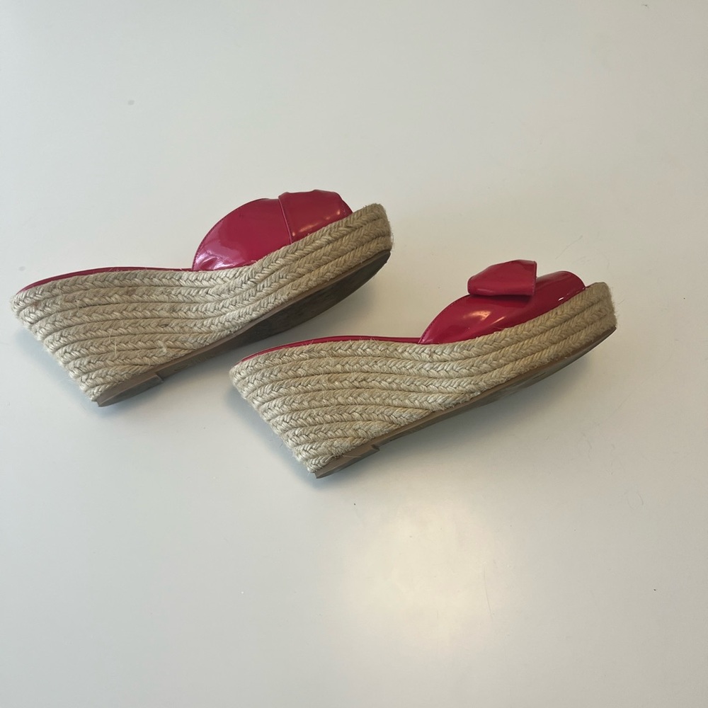 VALENTINO Garavani Mena Patent Bow Espadrille Wedges pink sz 40 - Picture 7 of 8